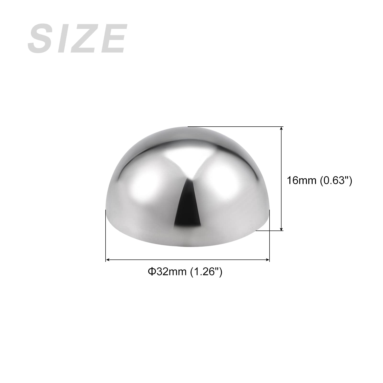 METALLIXITY 304 Stainless Steel Half Ball (32mm/1.26") 2Pcs, Hollow Cap Balls, for Handrail Stair Home Garden, Office Space - Image 2