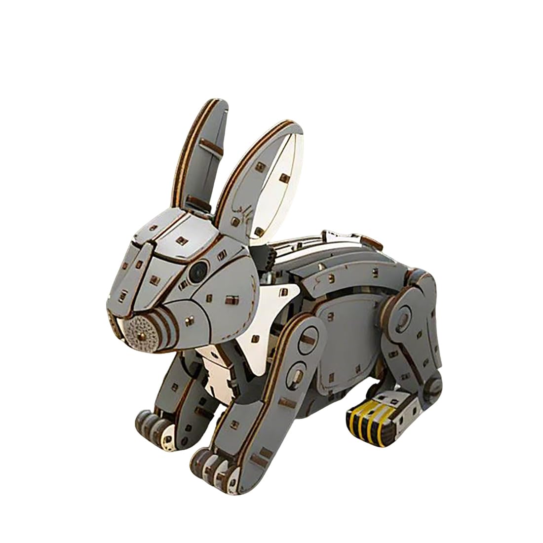 Puzzle 3D en bois à monter soi-même pour adultes – 288 pièces modèle de lapin sautant à remonter avec action de saut à ressort et oreilles interactives, cadeau de collection d'affichage (blanc)