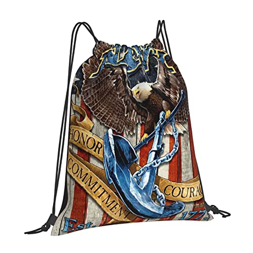 Drawstring Backpack Gym Bag Lightweight Sackpack Sports Cinch Sack, (United States Navy Eagle Anchor American) #TOP10