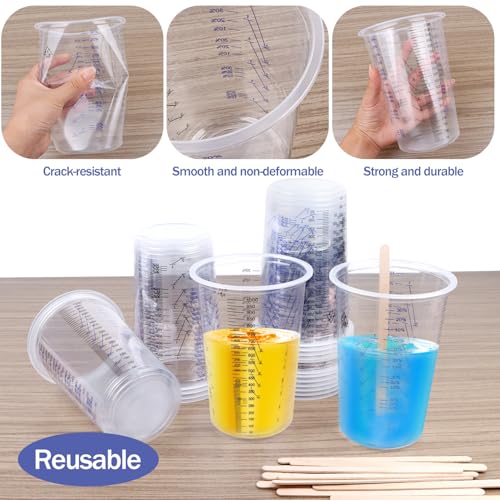 Mischbecher Lack 20STK 1000ml Lackmischbecher Einweg Farbmischbecher mit Skala Mischbecher Epoxidharz Farbbecher mit Mischskala für Kunstprojekte Harz Farbe und Pigmente zum Mischen und Abmessen