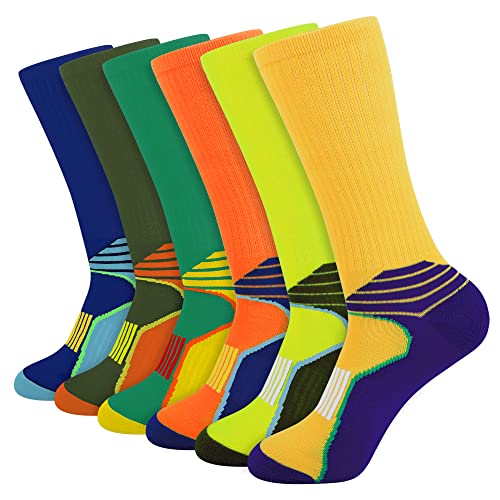 JOYNÉE Mens Athletic Performance Crew Socks for Running and Training 6 Pack