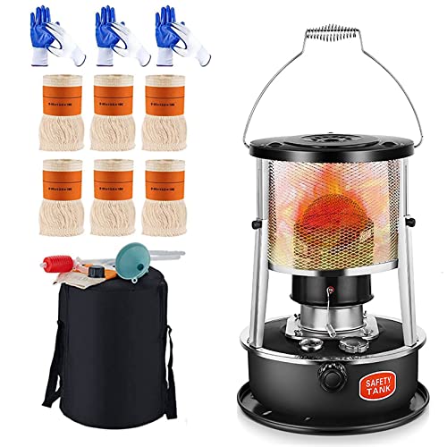 Estufa de queroseno de 4,5 L para uso en interiores, 2600 W, calentador de petróleo portátil 2 en 1, con bolsa de estufa, calefacción sin electricidad interior, para patio, corte de energía de