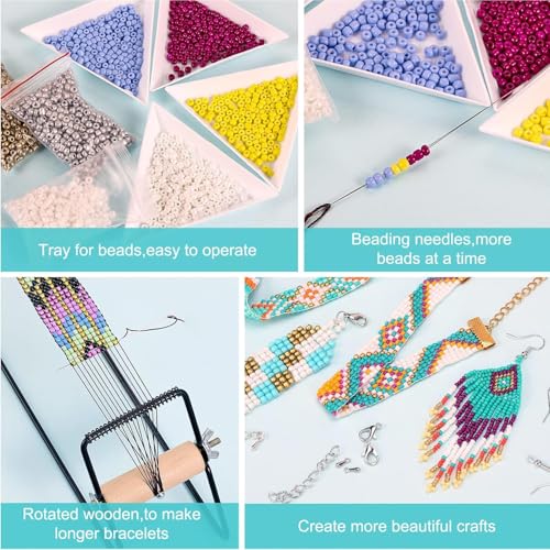 Candeon Perlen Weben Webrahmen, Perlenwebrahmen Perlenwebstuhl Schmuckwebstuhl Webmaschine, Perlen Strickmaschine Bead Loom FüR Diy Handgemachte Schmuck ArmbäNder Halsketten