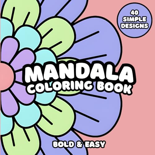 Bold and Easy Mandala Coloring Book: 40 Unique, Simple and Bold Large Print Geometric Patterns for Adults, Kids & Beginners image 2