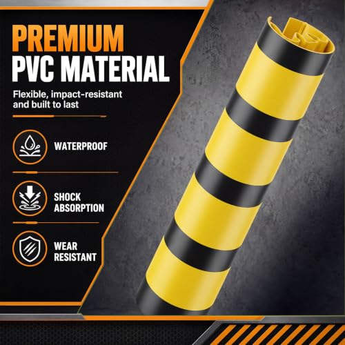 Image of Forklift Column Protector 4-Pack - 23.6 inch x 4.72 inch Warehouse Rack Safety Guard for 80-100mm Posts - High Visibility Impact Protection for Industrial Warehouse & Parking Garage