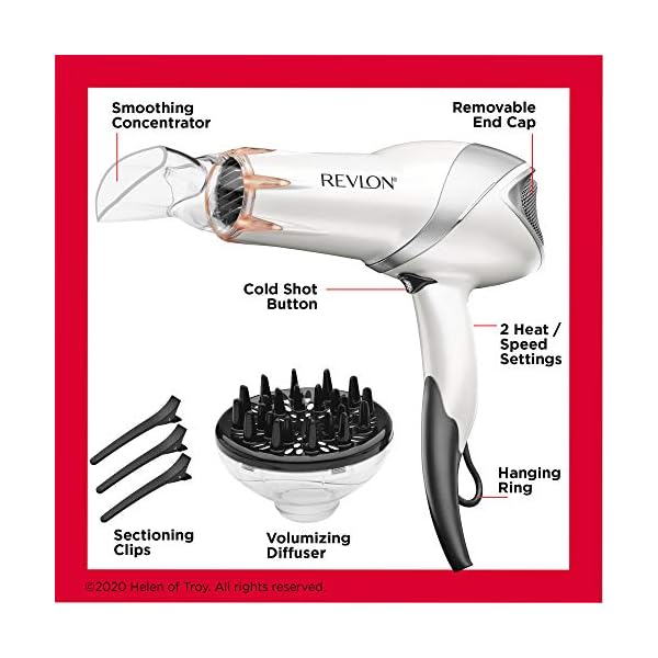 REVLON-1875-Watts-Infrared-Heat-Hair-Dryer-for-Max-Drying-Power-White REVLON Infrared Hair Dryer | 1875 Watts of Maximum Shine, Softness and Control, (White)
