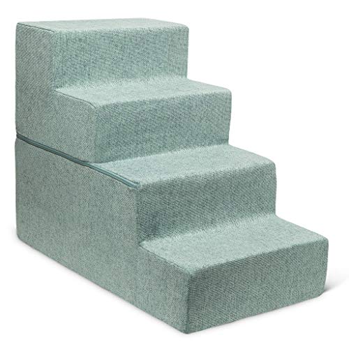 Image of Foldable Pet Steps /Stairs with CertiPUR-US Certified Foam by Best Pet Supplies - Pale Teal, 4-Steps (H: 22 inch)