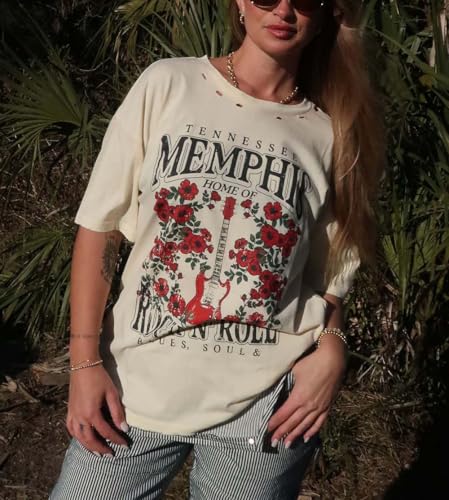 Oversized Graphic Shirt for Teen Girl Y2K Floral Short Sleeve Baggy Tee Coastal Tops Vintage Aesthetic Streetwear3