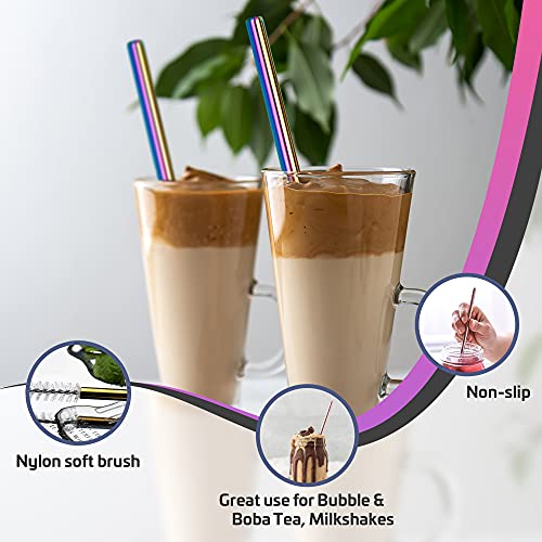 YOUR VIP SKIN®- 5 herbruikbare metalen rietjes, roestvrijstalen boba-rietjes, extra brede metalen eco-rietjes met… - Image 6