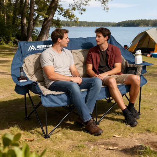 Image of Oversized Double Camping Chair Padded Camping Chairs for Adults,Blue