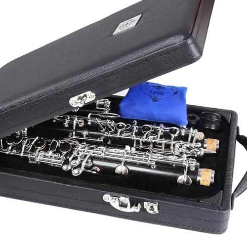 Rochix Oboe Children Level CH13 Composite-Holzkorpus versilbert halbautomatischer C-Ton mit 1 Blättern, 1 Reinigungstuch, 1 Oboe-Tupfer, 1 Daumenauflage, 1 Etui und mehr