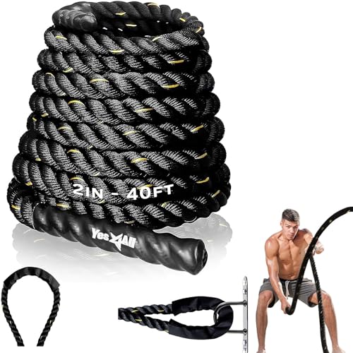 Yes4All Battle Rope 38/50 mm Diameter Poly Dacron 9m, 12m, 15m Length Workout Rope MW1G