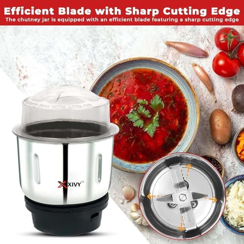 Image of XIVY 400 ml Mixer Grinder Chutney Jar with Metal Coupler Socket | Heavy Duty Stainless Steel Jar Compatible with Prestige, Bajaj, Preethi, Lifelong, Sumeet, Orient & More