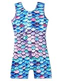 Domusgo Leotards for Girls Gymnastics 4t 5t Shiny Pink Purple One-Piece Sleeveless Mermaid Biketard