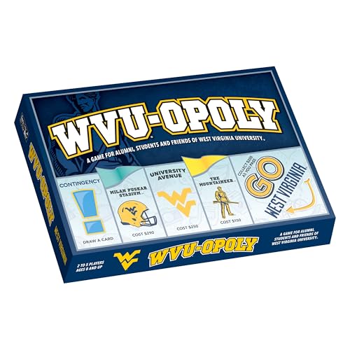 Late for the Sky West Virginia-Opoly Board Game – WVU Campus Edition, Family Strategy Game for 2-6 Players, College Town Tokens, Fast One-Hour or Classic Play