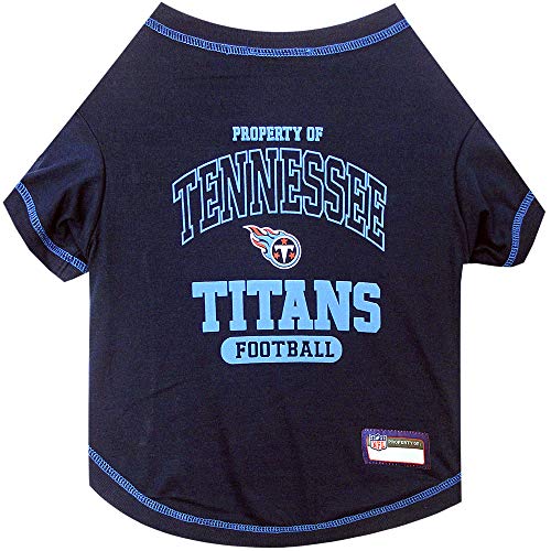 Image of NFL Tennessee Titans Dog T-shirt Small. - Licensed Shirt for Pets Team Colored with Team Logos- Premium Stretchable Materials for the comfort of your Dog & Cat