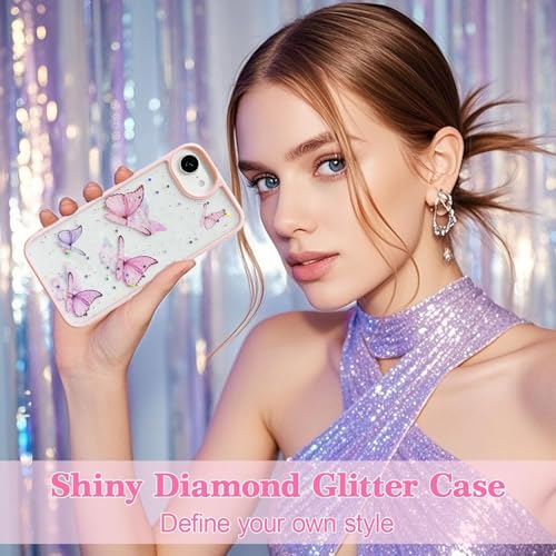 Image of VONZEE Electroplating Transparent Clear Logo Back Cover TPU Compatible with iPhone 17e / iPhone 16e Case, Compatible with Magsafe, Full Body & Camera Protection for Each Lens for Men & Women (Pink)