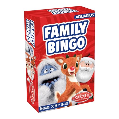 AQUARIUS Rudolph The Red-Nosed Reindeer Family Bingo - Fun Family Party Game for Kids, Teens & Adults - Entertaining Game Night Gift - Officially Licensed Rudolph Merchandise