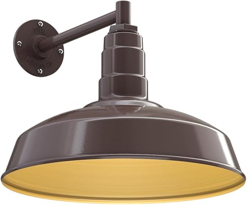 Miniatura 85 de Steel Lighting Co. Gardena - Luz de granero Montaje en pared al aire libre Cúpula de 16 pulgadas Cuello de cisne de 23 pulgadas Luz