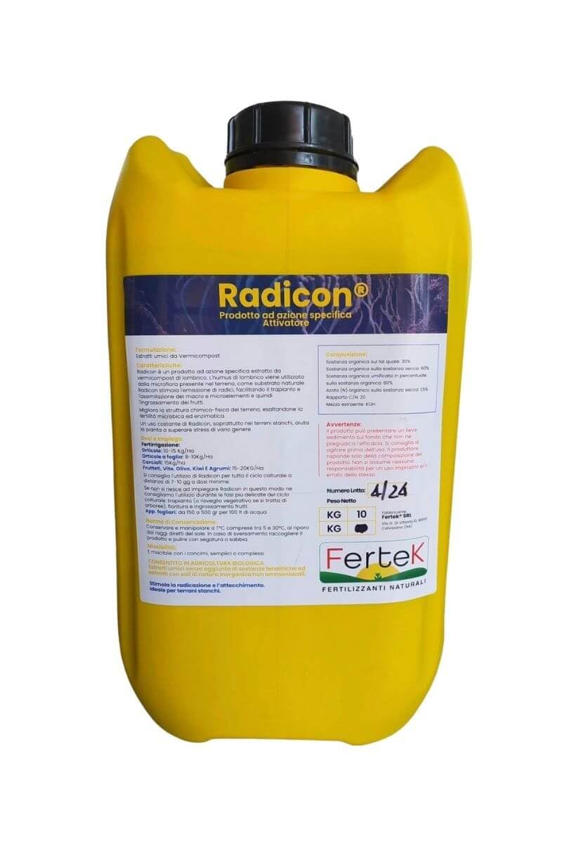 Radicon Fertek 10 kg Estratto di Humus Rigenerante per Apparato Radicale, Acidi Umici da Vermicompost,