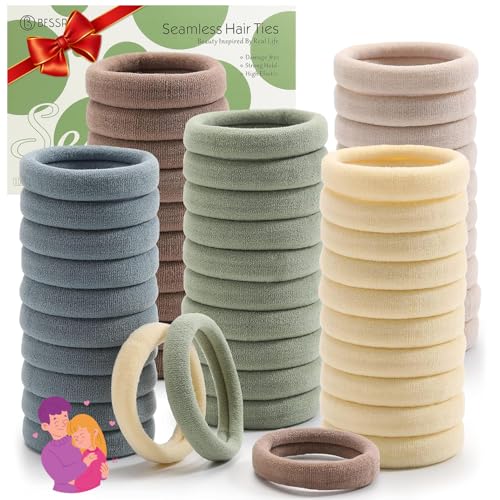 Image of Bessrung 100PCS Light Color Seamless Elastic Hair Ties No Damage for Women | Soft Stretch Hair Elastics, Snag-Free Hair Bands for Thick Thin Hair, Strong All-Day Hold, Hair Accessories for Everyday Use