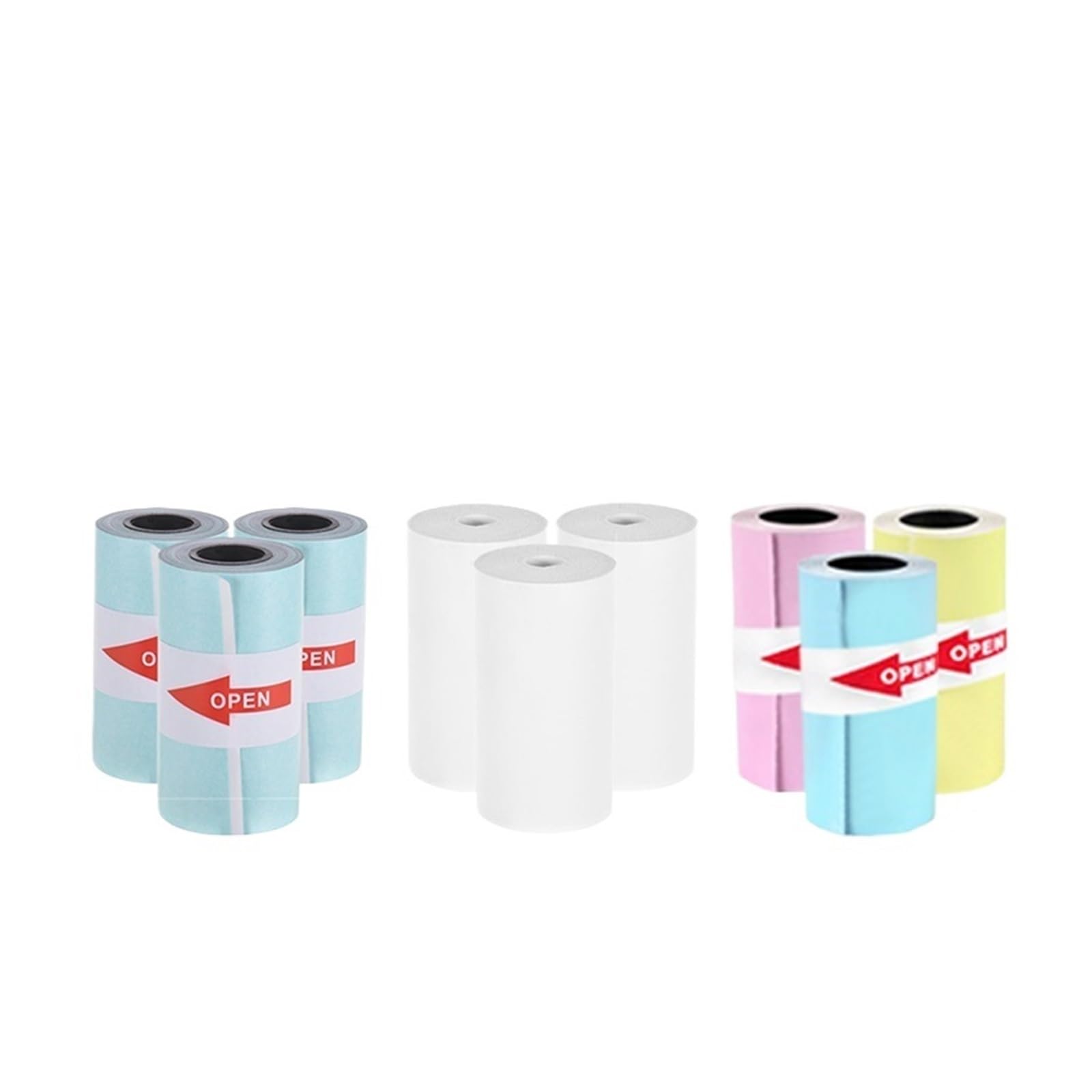 Papier z naklejkami termicznymi, rolka 58 mm, biały, wielokolorowy pakiet do mini drukarek fotograficznych(9 Rolls Mix)