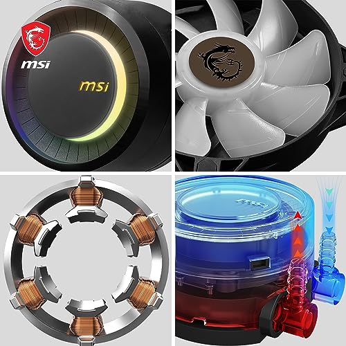 MSI MAG CORELIQUID E240 AIO CPU Liquid Cooler, Enlarged Copper Cold Plate, ARGB Blockhead & FDB Fans - Image 4