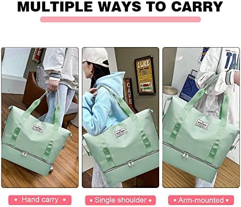 MOCARE Travel Gym Tote Bag, Sports Duffel Carry on Bags for Women, Foldable Overnight Shoulder Weekender Shopping Hospital Beach Handbag with Shoes Compartment (Mint Green) 6 MOCARE Travel Gym Tote Bag, Sports Duffel Carry on Bags for Women, Foldable Overnight Shoulder Weekender Shopping Hospital Beach Handbag with Shoes Compartment (Mint Green)