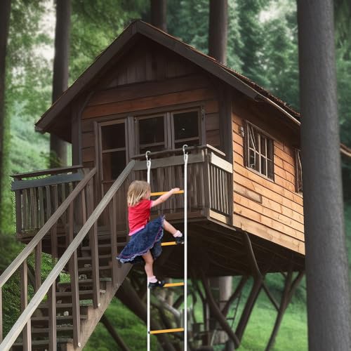 KEESUNG Escalera de cuerda ignífuga, escalera de 12 m con mosquetón, portátil, para escalada, rescate, seguridad de emergencia, escalera de cuerda para lucha contra incendios, ayuda de emergencia