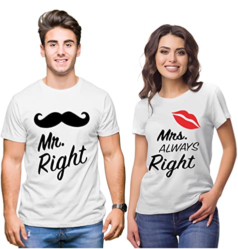Image of Hangout Hub HH81 Men & Women T shirts |Round Neck T-Shirt| Regular Fit | Half Sleeves | Cotton | Couple Tshirts for Couple |Pack of 2|Couple T-Shirts