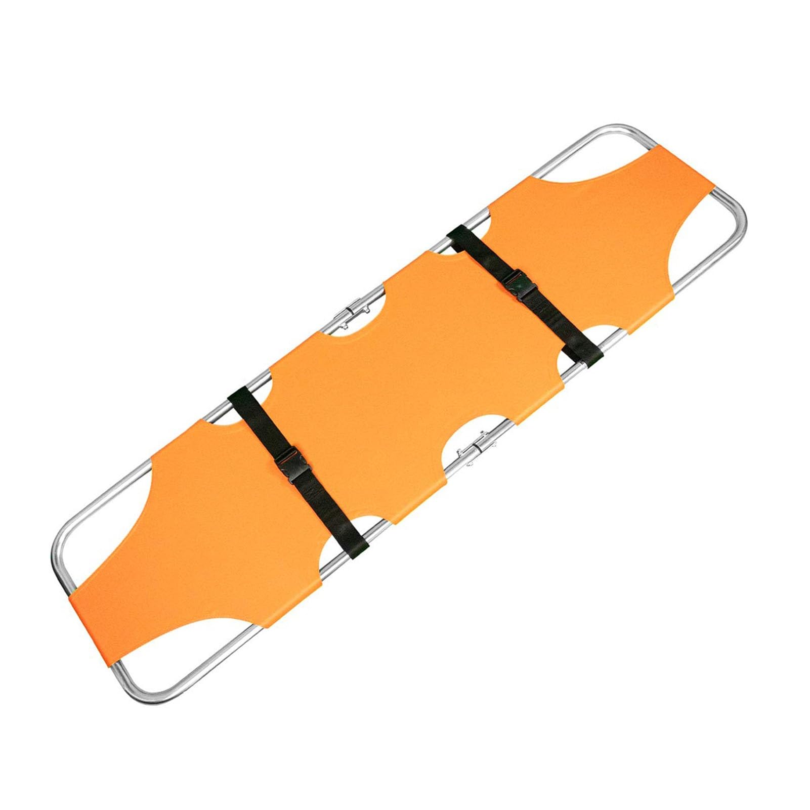 Camilla de emergencia médica Plana y plegable portátil con Dos Barras de Acero, Camilla de ambulancia con Tabla espinal para paramédicos, Camilla de transporte de, Orange