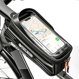 Bike Phone Front Frame Bag, 2L Water-Resistant Bicycle Top Tube Bag with Sensitive Touch Screen, Phone Mount Holder Bag for Road Mountain, EVA Hard Shell Cycling Pouch, Compatible with 4.7-7' Phones