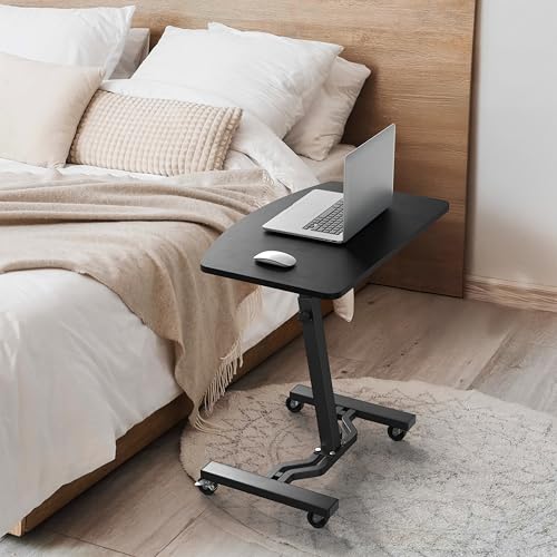 Image of SHW Mobile Height Adjustable Laptop Rolling Cart with Height Adjustment from 28 inch to 33 inch, Black