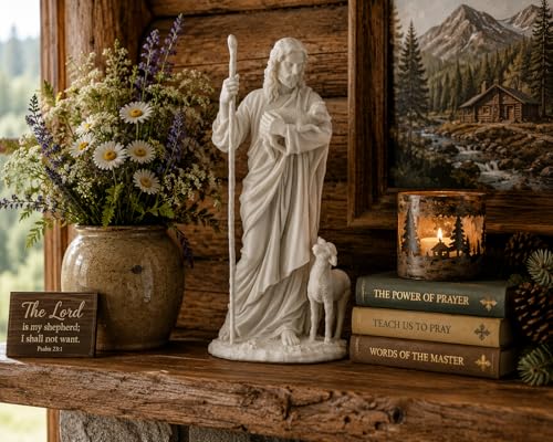 Estatua Jesús El Buen Pastor 11.5 Pulgadas Blanco miniatura 3