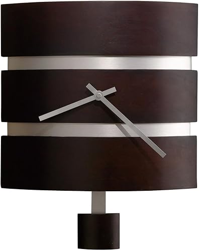 Howard Miller Morrison - Reloj de pared moderno, acabado café negro contemporáneo con péndulo de níquel cepillado, elegante diseño sin números,