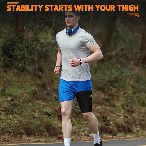 hiball adjustable thigh and hamstring compression sleeve with 3 pressure straps thigh brace for women men non-slip hamstring compression wrap quad support bandage upper leg brace for pulled groin