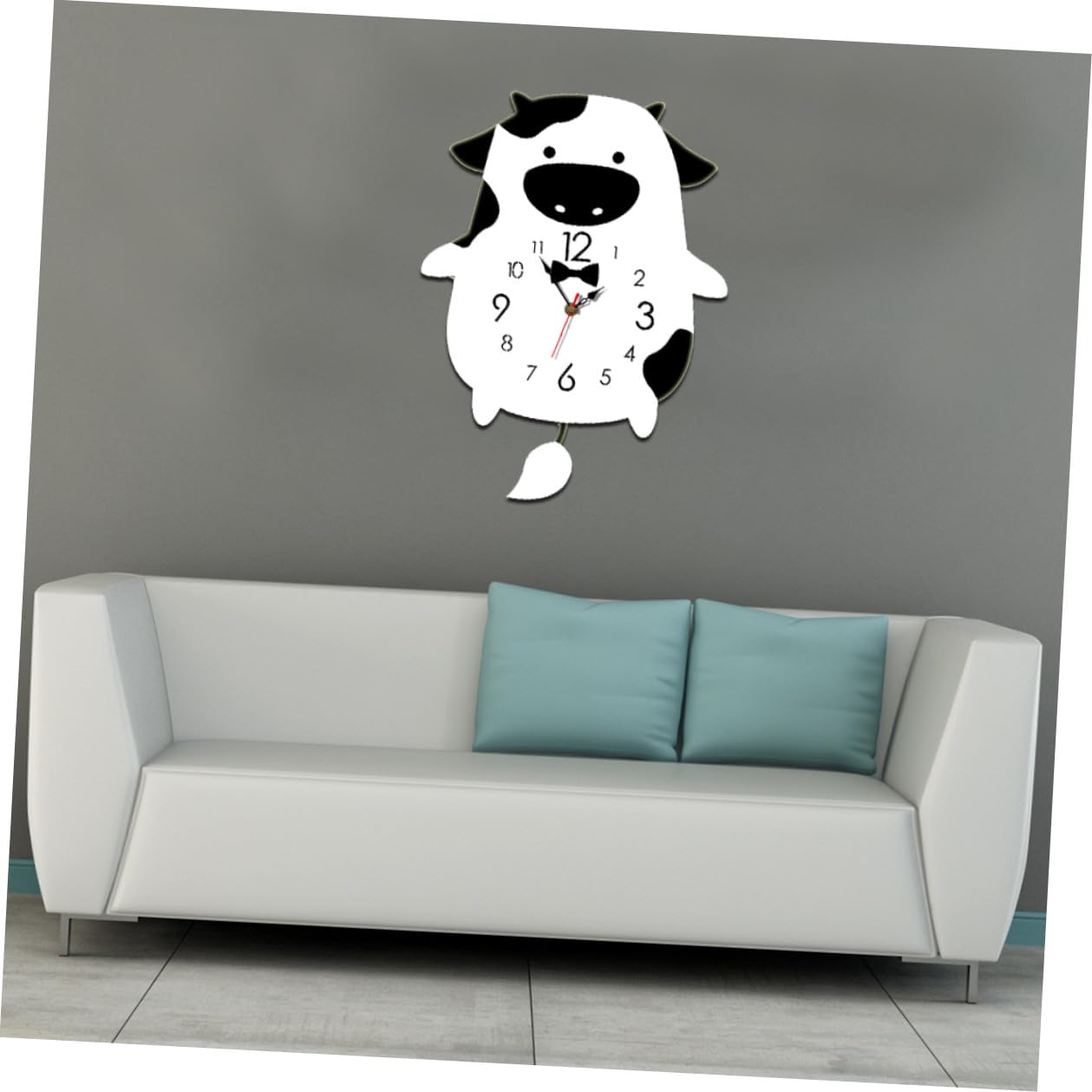 DOITOOL Orologio da Parete a Forma di Mucca Cartone in Acrilico Silenzioso | Campanaccio Mucca per Decorazioni da Parete, senza Pile, Display Tridimensionale Singolo Lato
