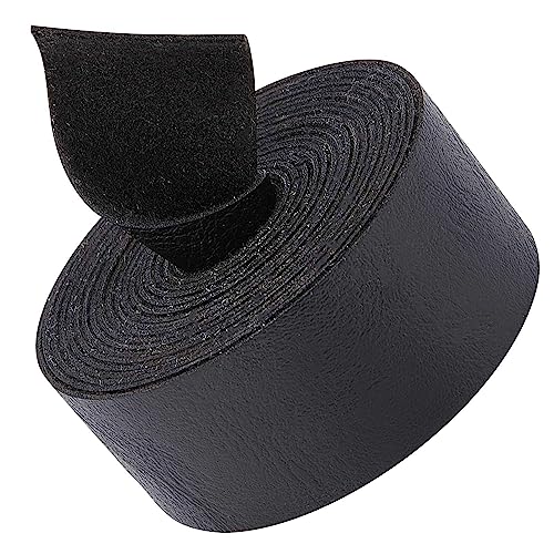 GORGECRAFT 79" x 1" Matte Black Faux Grain Buffalo Leather Strips 1.2mm Thick Flat Leather Strap Single Sided Leather Roll Synthetic Leather Cord for Jewelry Bracelets Necklace Hatbands Pet Collars