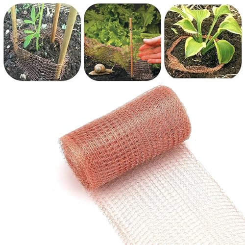 Copper Mesh Slug Repellent UK,Copper Mesh 12.7cm/5in x 6m/20 Feet Fine Wire Mesh Double Layer Knit Copper Wire Mesh,Copper Wire for Slug,Metal Copper Tape for Plants Slug Control (6m/copper mesh)