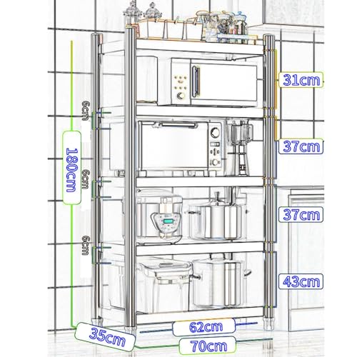 Étagère réglable à 5 niveaux en acier inoxydable – Étagère sur pied pour cuisine, bureau, restaurant et entrepôt, solutions de rangement