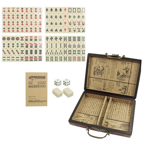 Set de Mahjong Chino compacto con estuche de madera miniatura 1