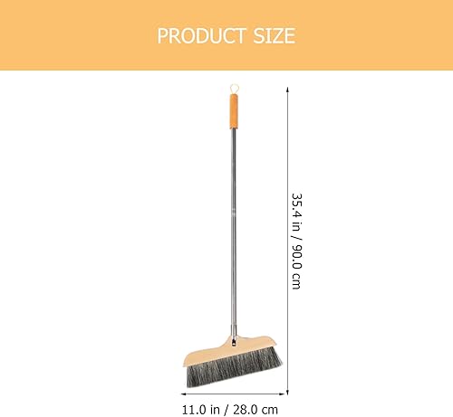 Miniatura 2 de Housoutil Escoba para interiores y exteriores con mango largo de 35.4 pulgadas, escobas angulares para limpieza de suelos, escoba barrida para el