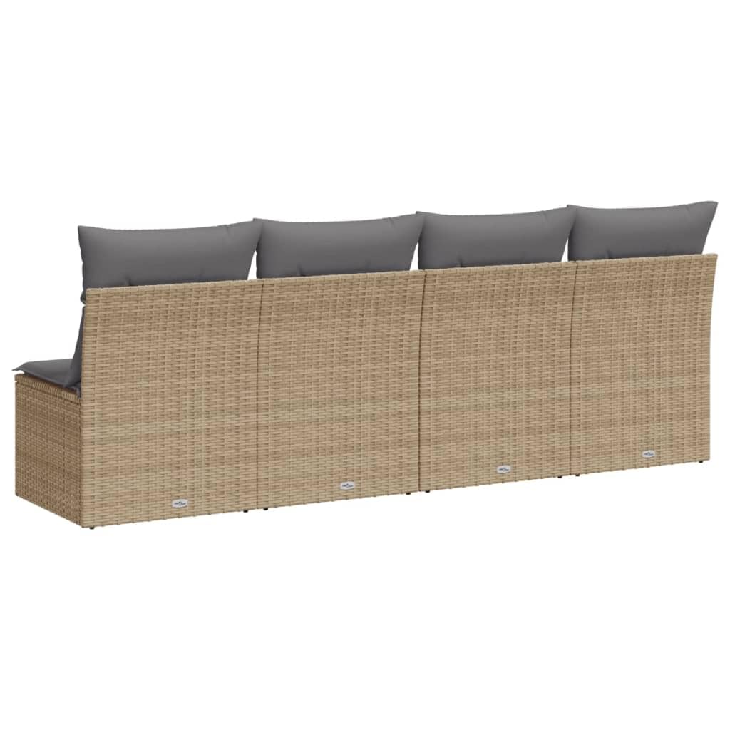 Divanetto da Esterno, Salotto da Giardino Esterno, Divano da Giardino con Cuscini a 4 Posti Beige in Polyrattan