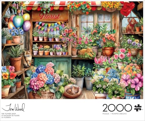 Image of Buffalo Games Jigsaw Puzzles for Adults 2000 Pieces - Tom Wood - The Flower Shop - Hard Adult Puzzle with Reference Poster, Fun, Unique & Challenging for All Abilities, Large 38.5 x 26.5