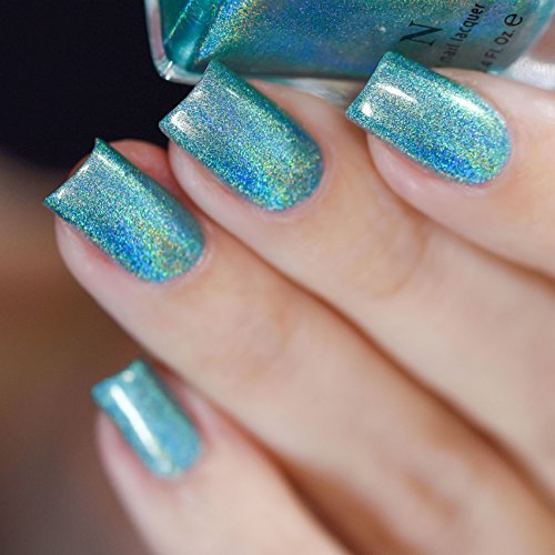 Image of ILNP Aerial View - Aquamarine Ultra Holographic Nail Polish, Chip Resistant Manicure, Long Wear Nail Lacquer, Smooth & Glossy Finish, Non-Toxic, Vegan, Cruelty Free, 12ml