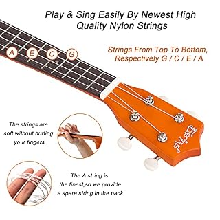 Soprano Ukulele, 21 pouces Ukulélé Hawaïen Kit pour Adulte Enfant avec Yukulele Housse, supplémentaire Cordes, Accordeur… - Les Beatles, Paul McCartney, John Lennon, RIngo Starr, George Harrison Soprano Ukulele, 21 pouces Ukulélé Hawaïen Kit pour Adulte Enfant avec Yukulele Housse, supplémentaire Cordes, Accordeur… – Image 3