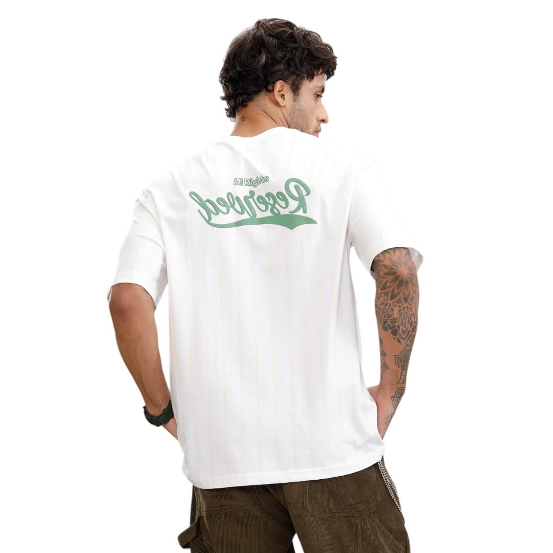 WROGN Men's 100% Cotton T-Shirt | Striped Puff Print Design | Oversized Fit - Review, Price and Buying Guide