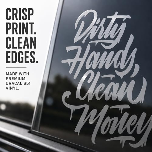 Image of GRITKULTURE Dirty-Hands-Clean-Money Decal Sticker for Vehicle Truck Bumper Cars Window Wall Mirror Decoration (Metallic Grey)