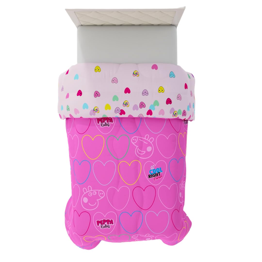 Piumino Singolo Reversibile Peppa Pig – Morbidissima Microfibra, 162x218cm, Biancheria Da Letto Ufficiale Per Bambini