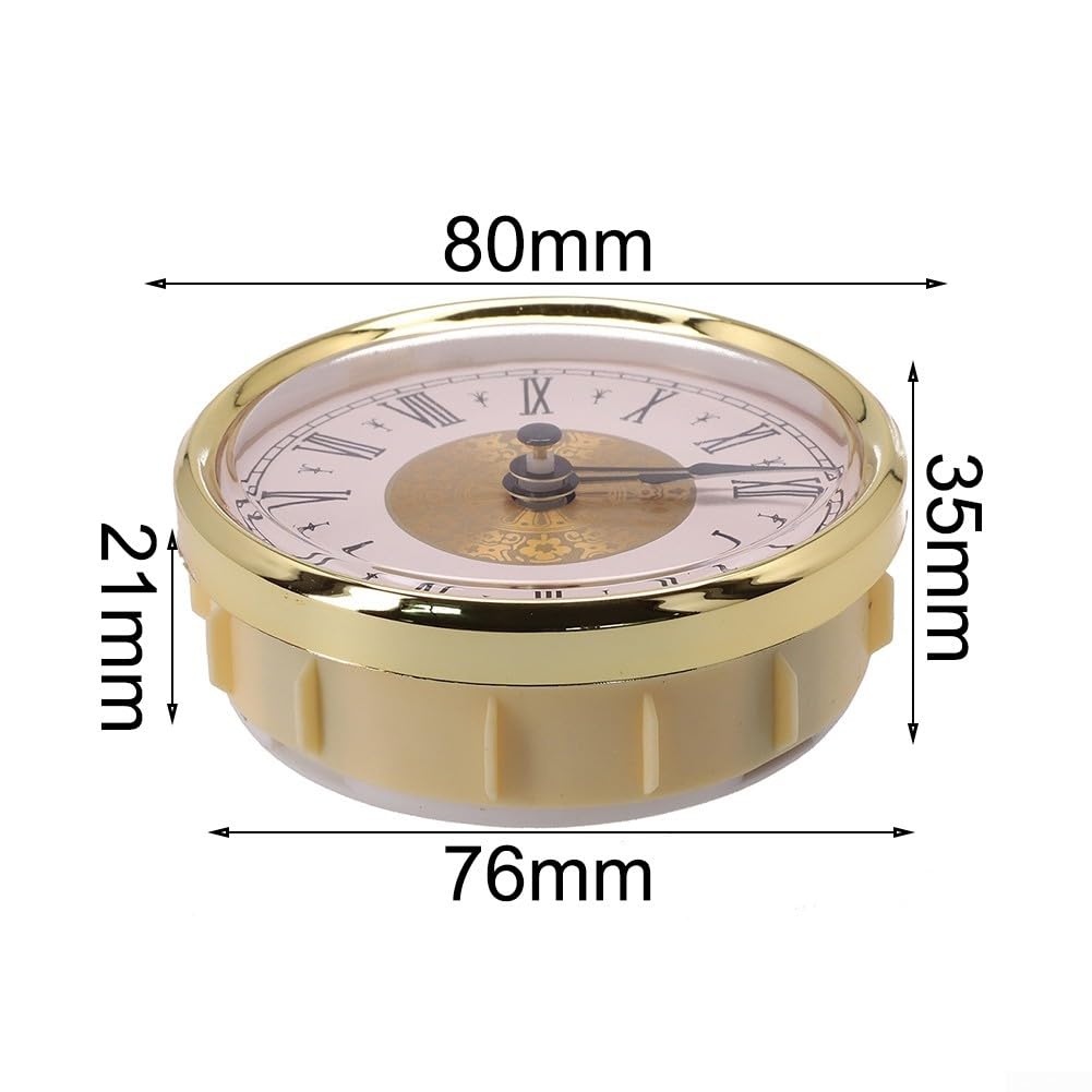 Zoegneer Arabische Ziffern Quarzuhr-Einsatz DIY Uhr Reparatur 80 mm Durchmesser runde Uhr Einsatz (Gold A)